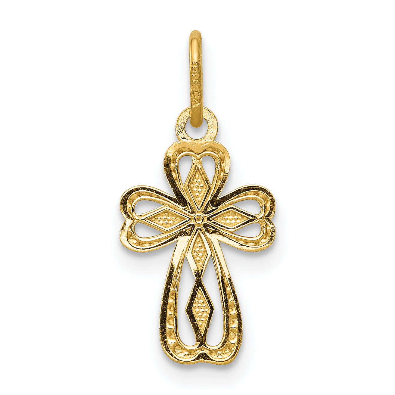 14k Diamond-cut Polished Small Cross Pendant