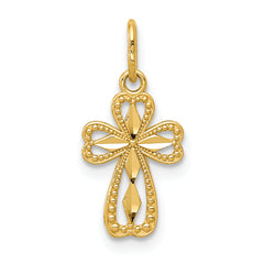 14k Diamond-cut Polished Small Cross Pendant