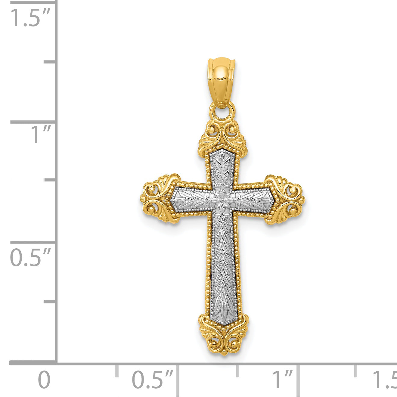 14k Two-tone Polished Cross Pendant