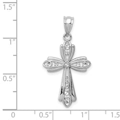 14k White Gold Polished D/C Fancy Cross Pendant