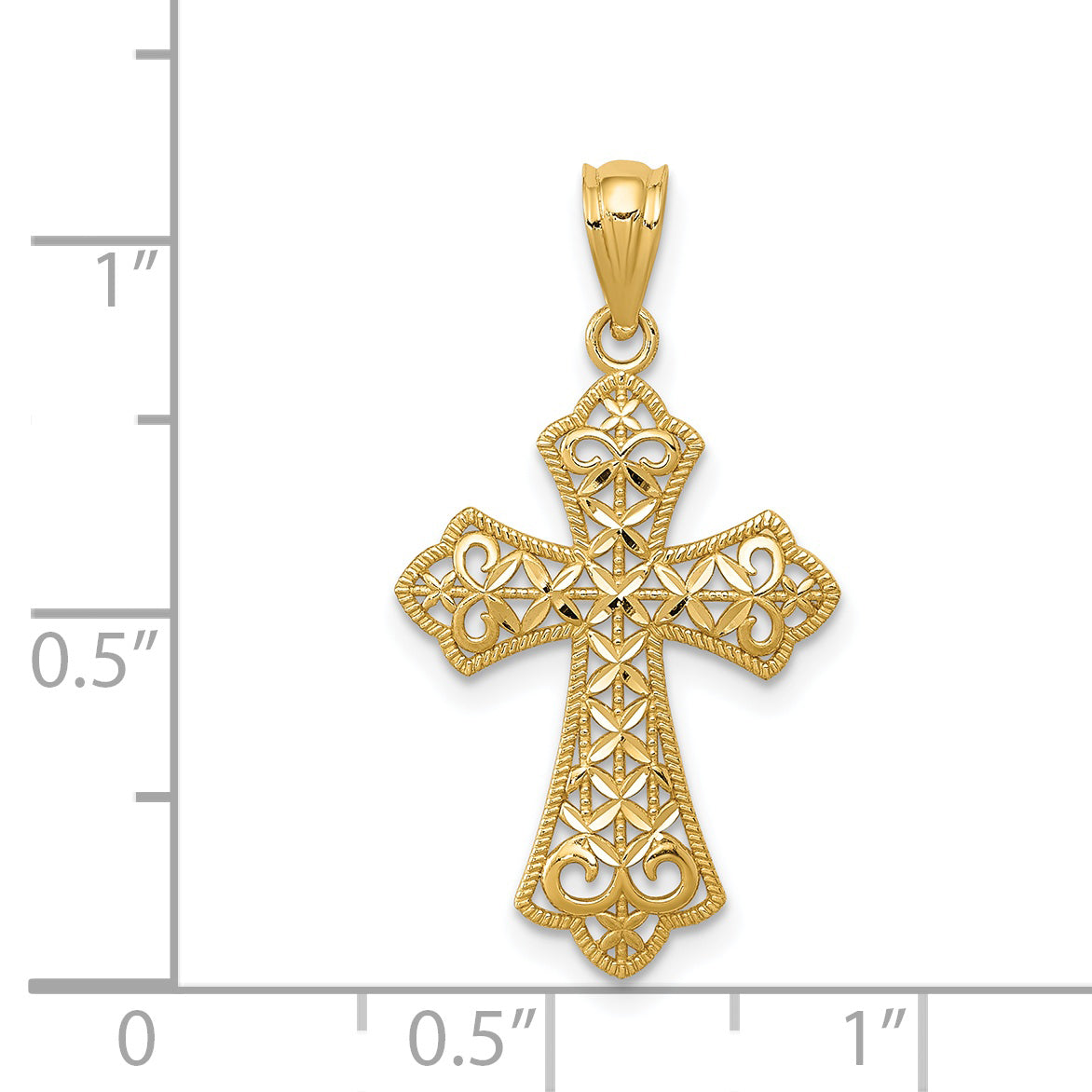 14k Polished Filigree Cross Pendant