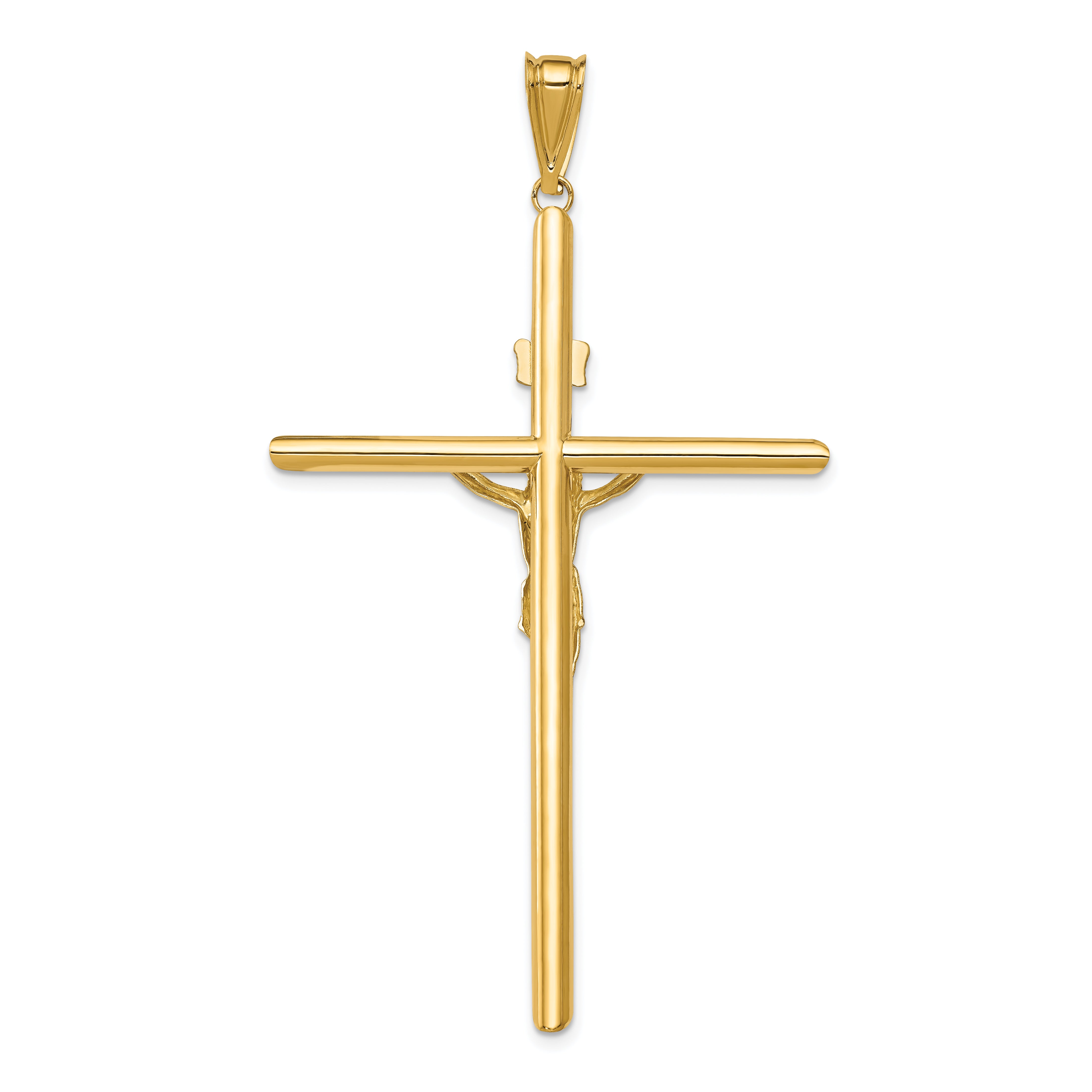 14K Two-Tone Gold Polished Jesus Crucifix Pendant with Hollow Design