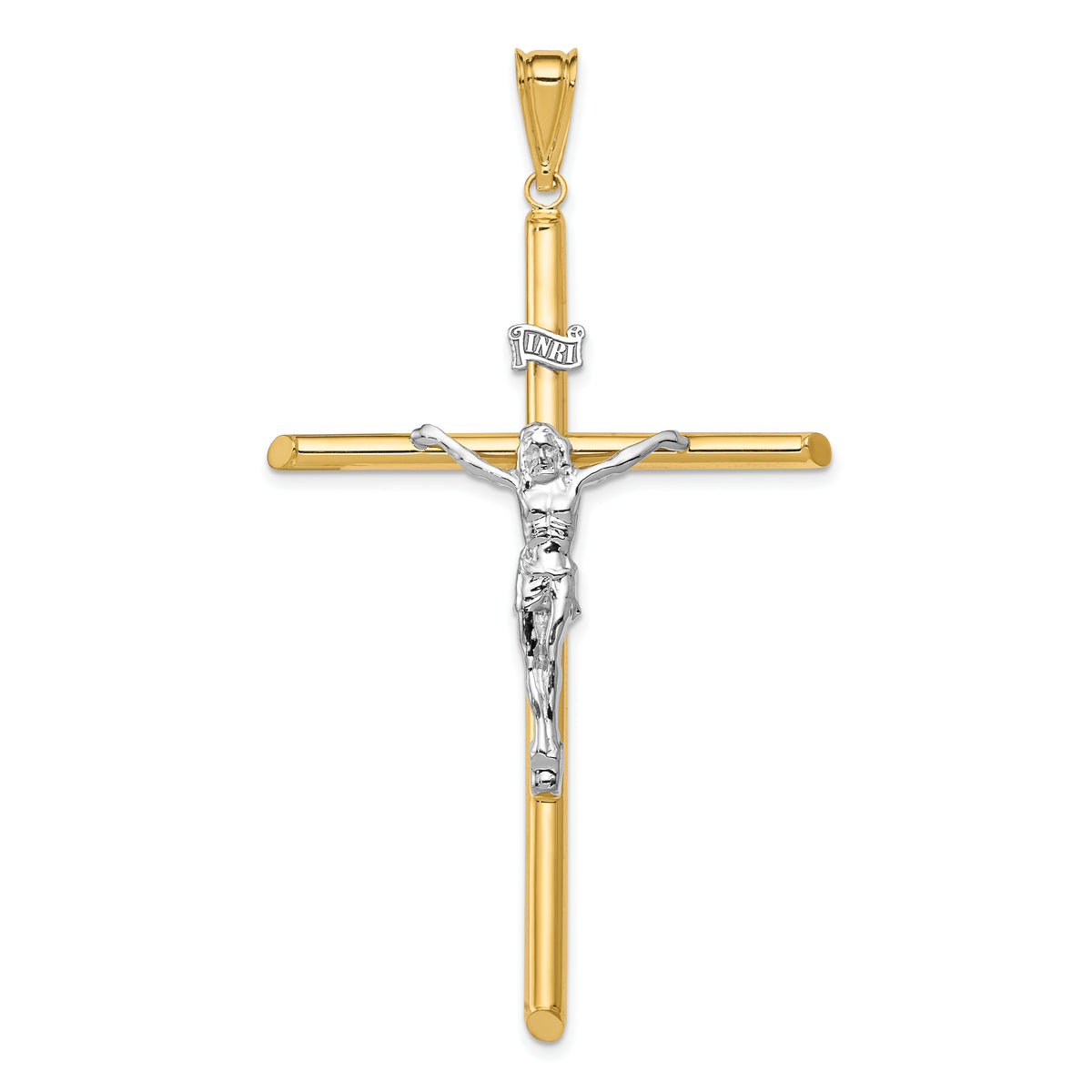 14k Two-Tone Polished Jesus Crucifix Pendant