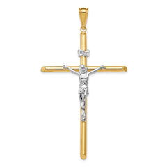 14k Two-Tone Polished Jesus Crucifix Pendant