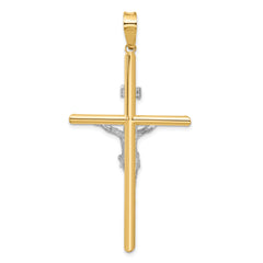 14K Two-Tone Gold Polished Jesus Crucifix Pendant  Elegant, Hollow Design