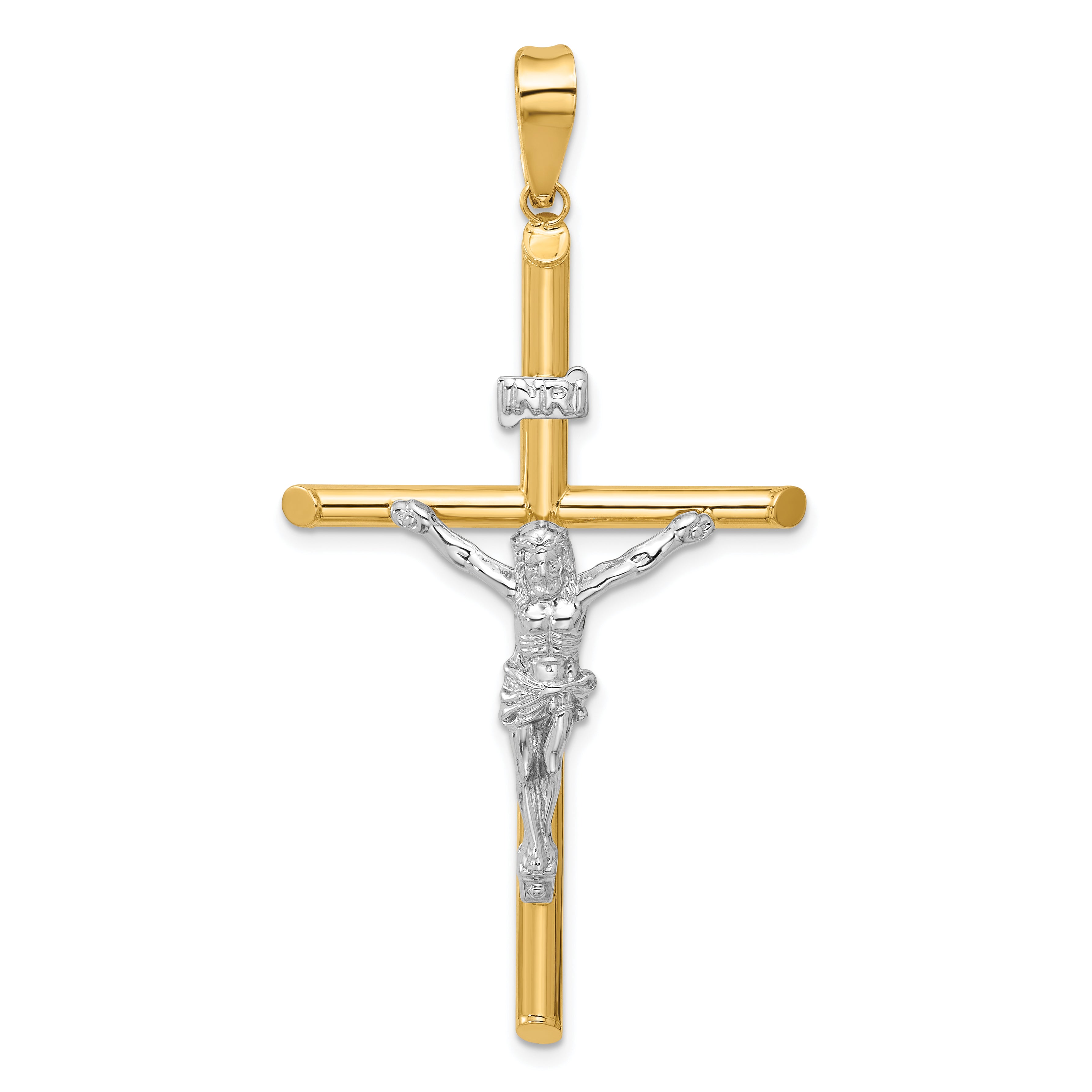 14k Two-Tone Polished Jesus Crucifix Pendant