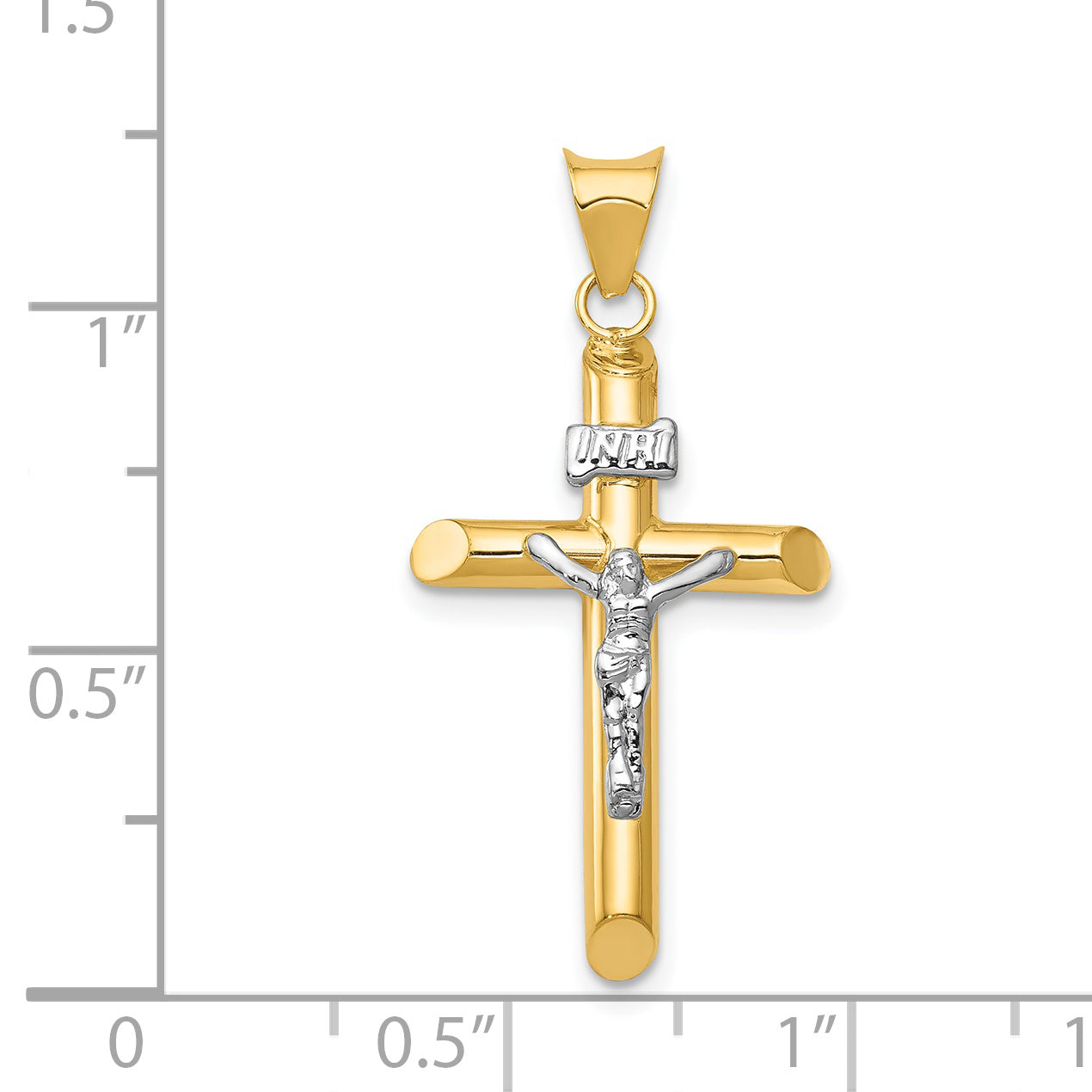 14K Two-Tone Gold Polished Jesus Crucifix Pendant  Elegant Religious Charm