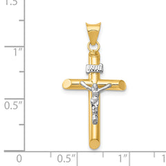 14K Two-Tone Gold Polished Jesus Crucifix Pendant  Elegant Religious Charm