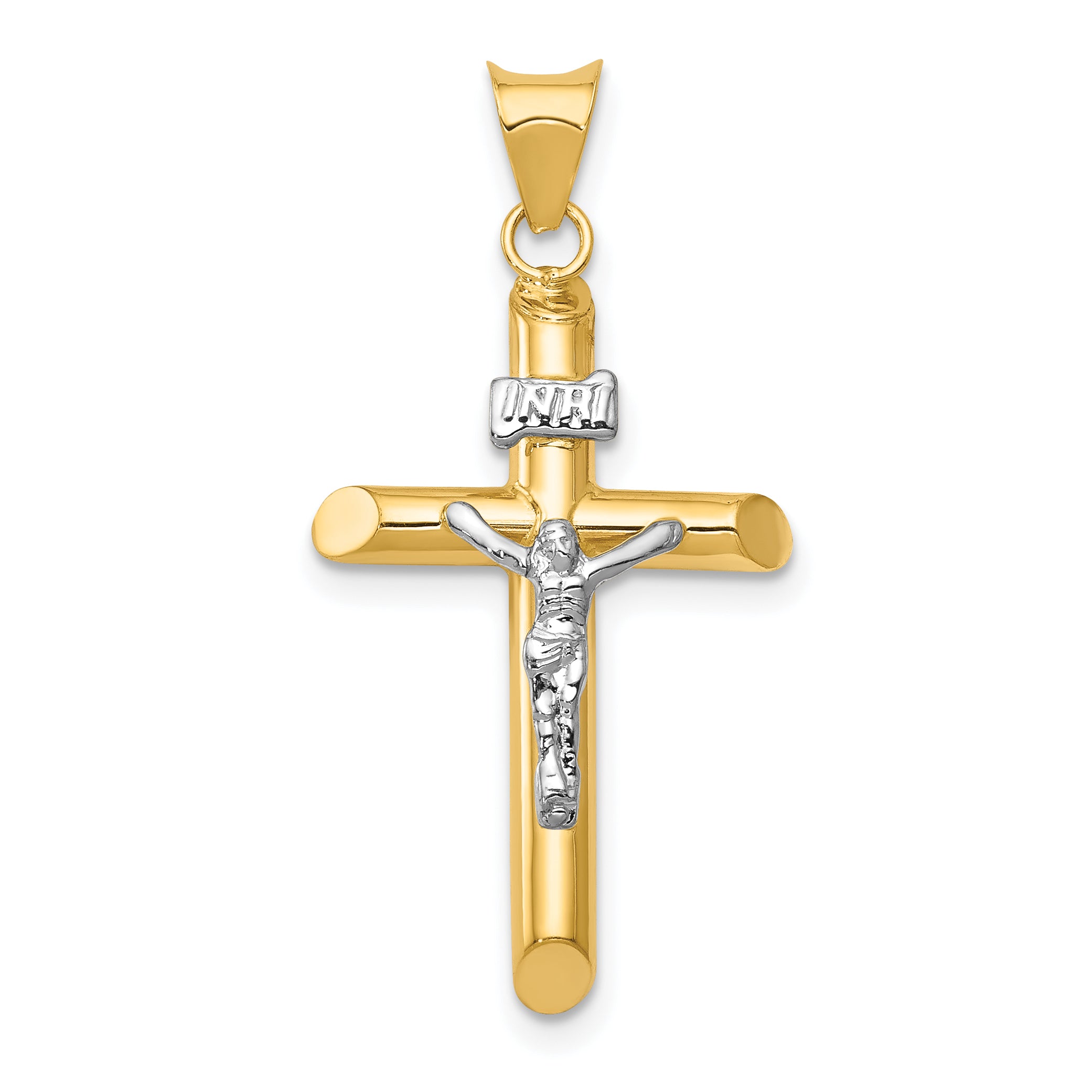 14k Two-Tone Polished Jesus Crucifix Pendant