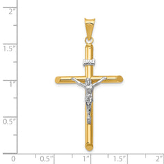 14K Two-Tone Gold Polished Jesus Crucifix Pendant Elegant Religious Design