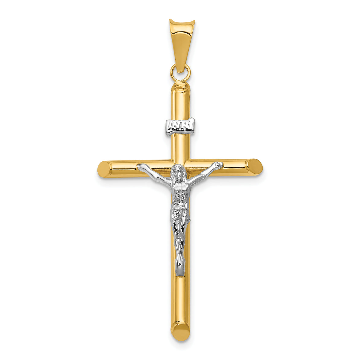 14k Two-Tone Polished Jesus Crucifix Pendant