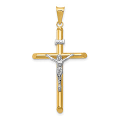 14k Two-Tone Polished Jesus Crucifix Pendant