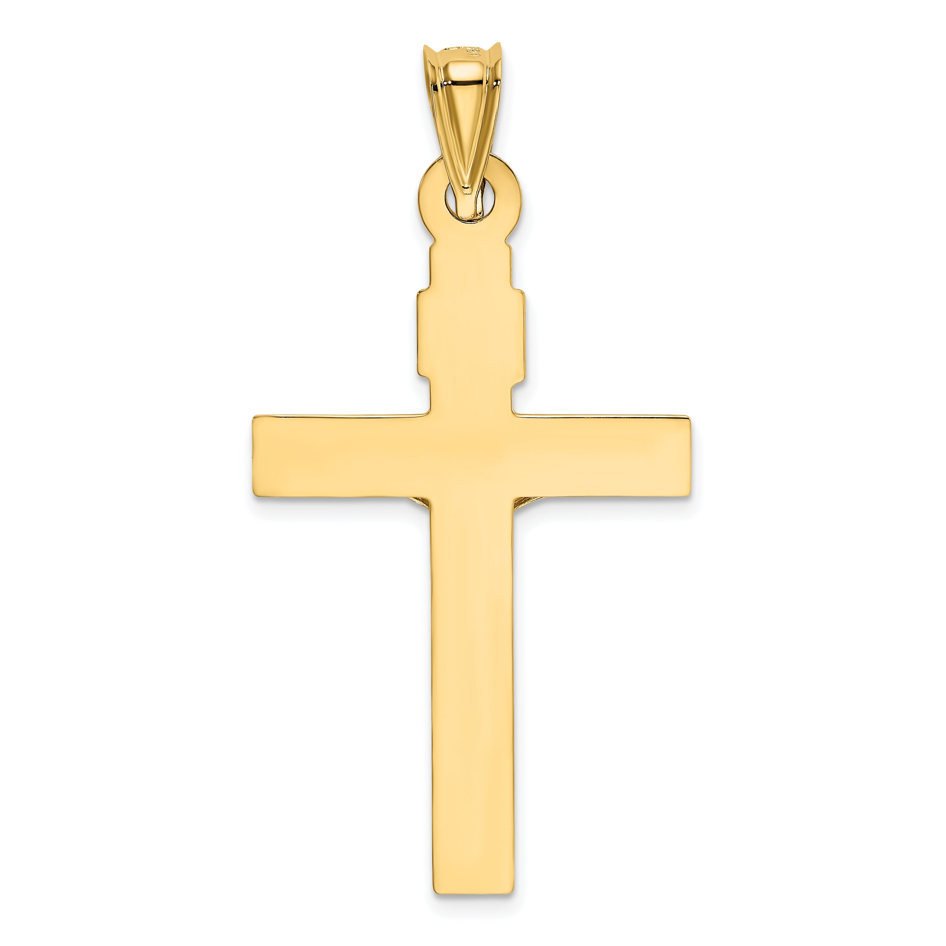 14K Two-Tone Gold Crucifix Pendant with Rhodium Polished Finish