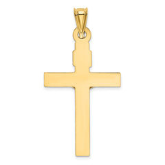 14K Two-Tone Gold Crucifix Pendant with Rhodium Polished Finish