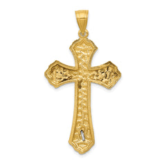 14K Two-Tone Gold Diamond-Cut Passion Crucifix Pendant Polished Finish