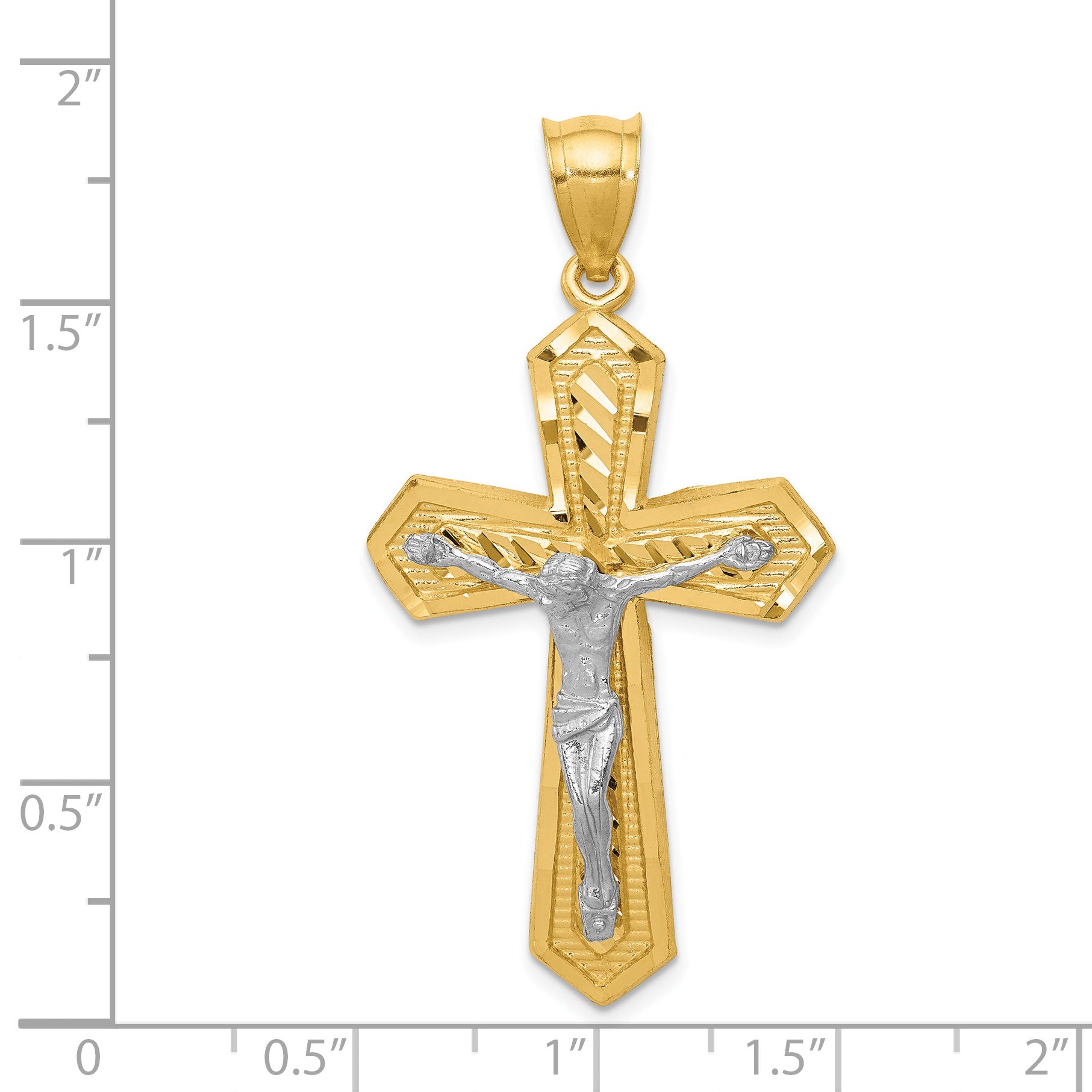 14k Two-tone Diamond-cut Passion Crucifix Pendant