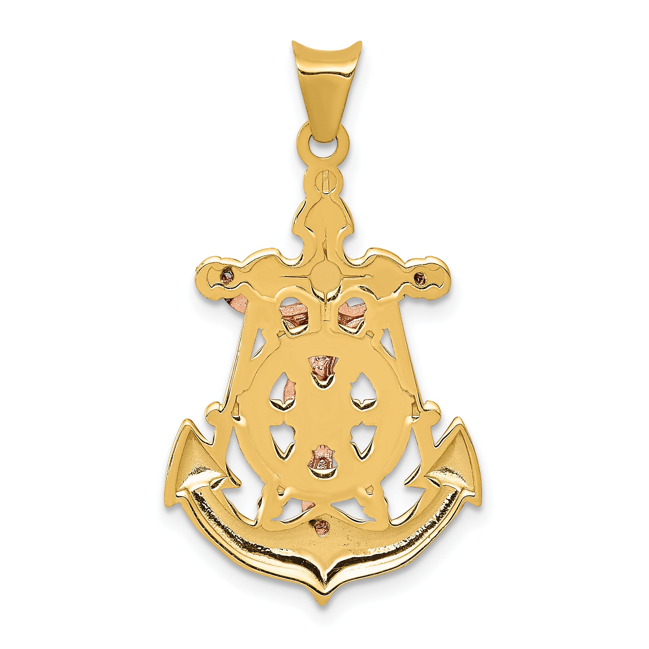 14k Tri-Color Mariner Crucifix Pendant