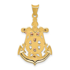 14k Tri-Color Mariner Crucifix Pendant