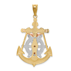 14k Tri-Color Mariner Crucifix Pendant