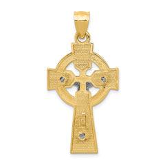 14k Two-tone Polished Celtic INRI Crucifix Pendant