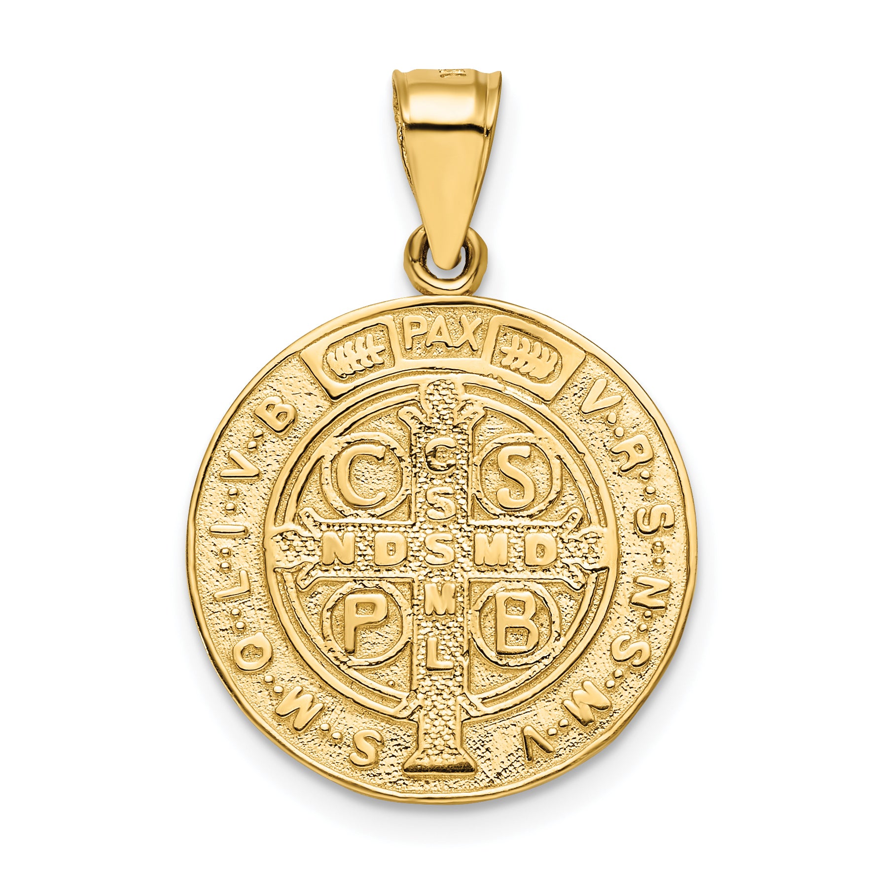 14k San Benito 2 Sided Round Pendant