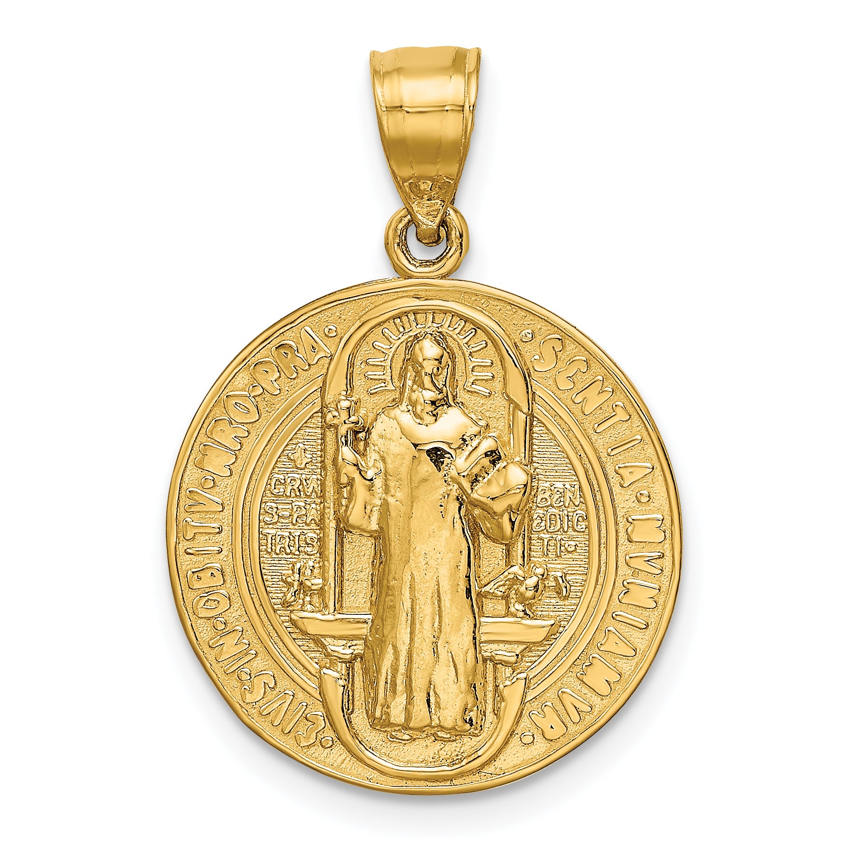 14k San Benito 2 Sided Round Pendant