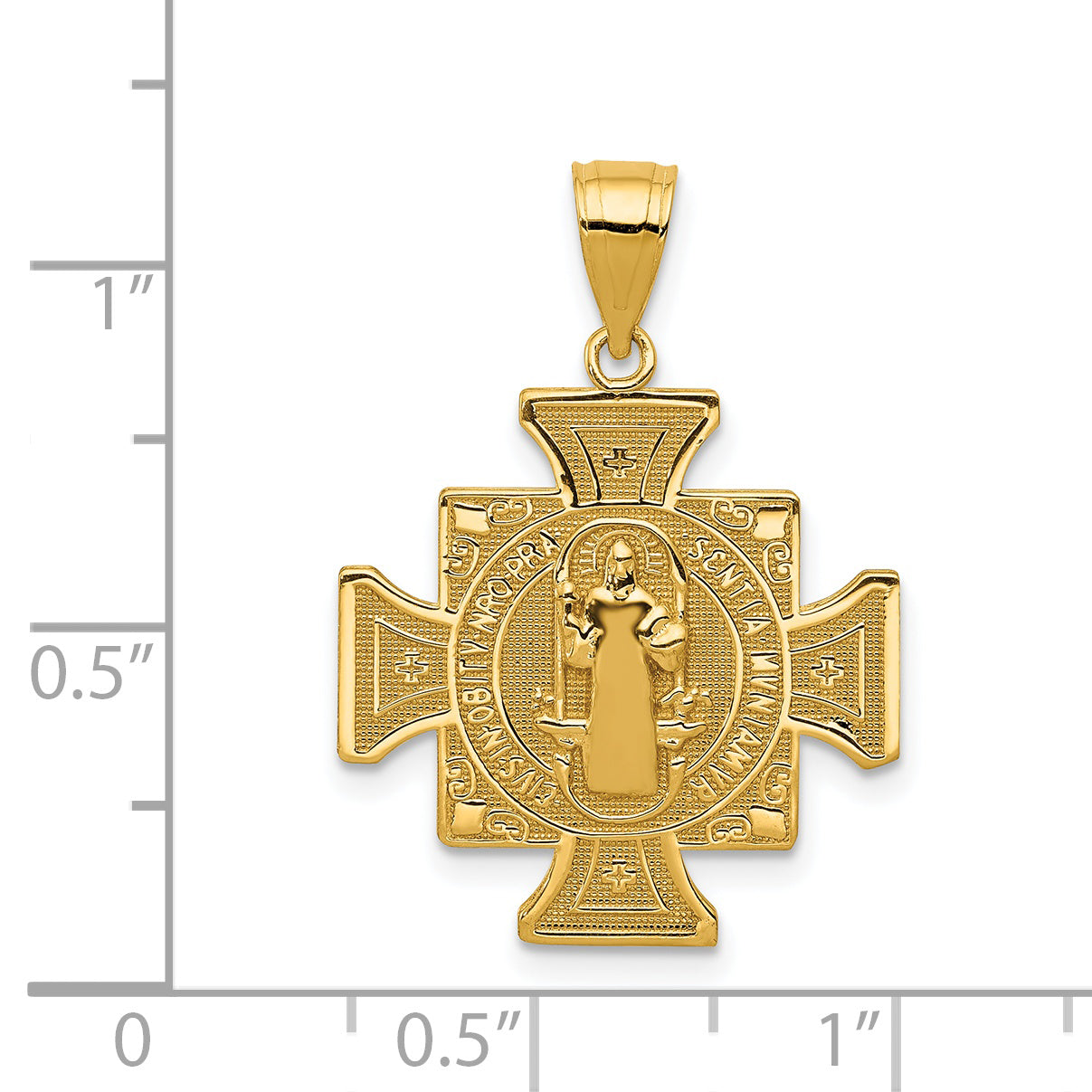 14K Gold San Benito Reversible Cross Pendant  Polished & Textured