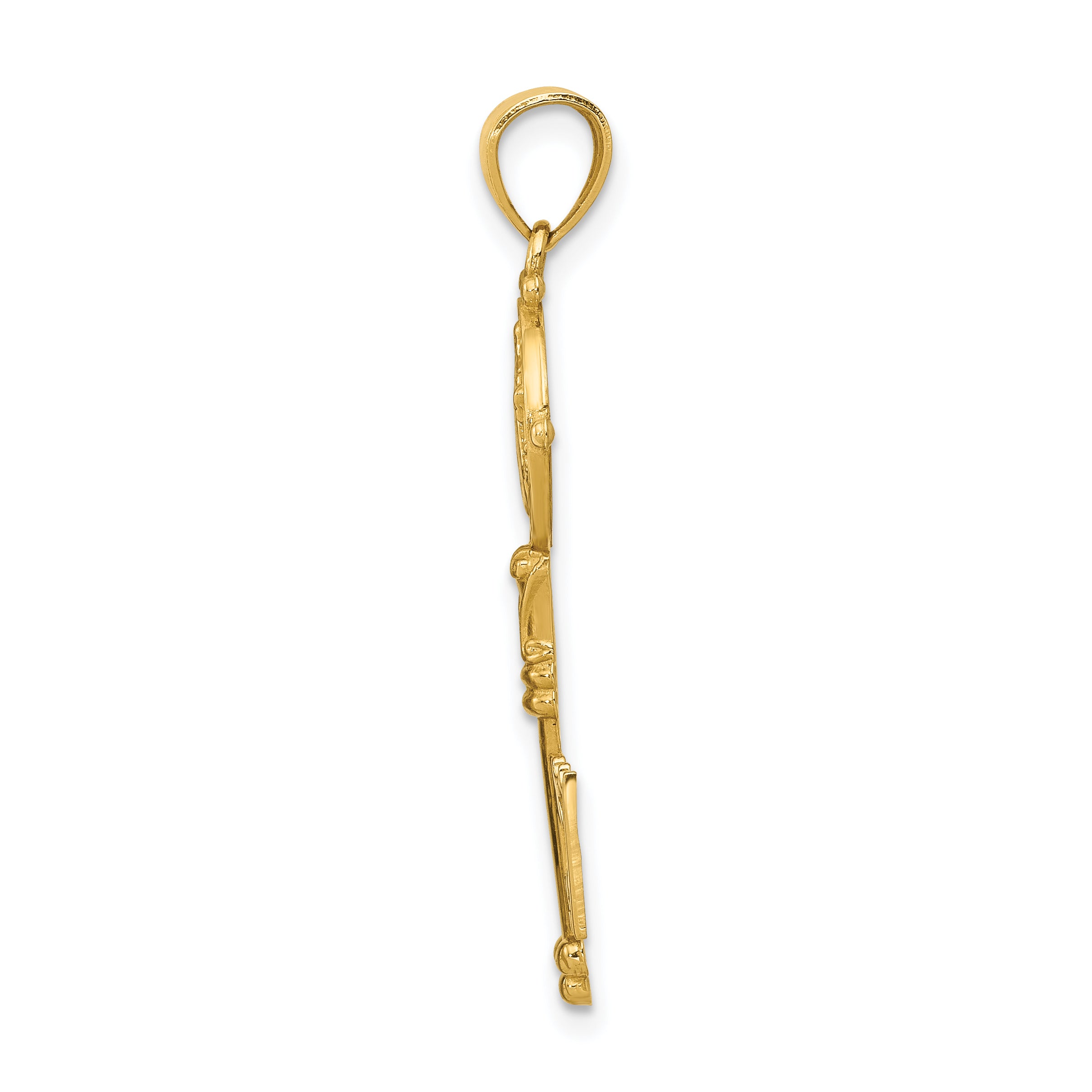 14K Gold San Benito Reversible Key Pendant with Polished Finish by Sophia Jewelers