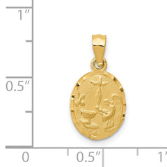 14K Gold Satin Diamond-Cut Baptism Pendant  Elegant, Polished Finish