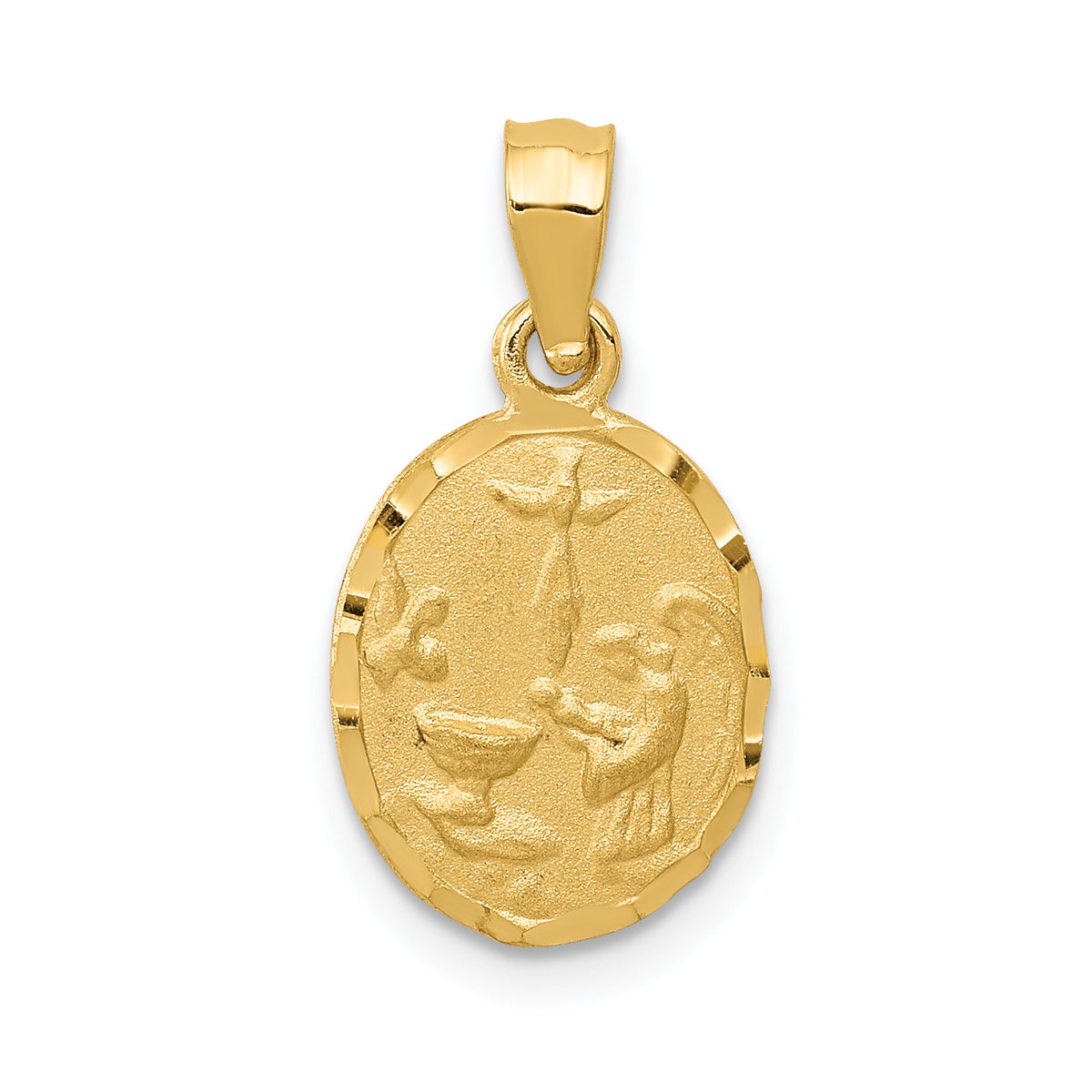 14K Satin / Diamond-Cut Baptism Pendant