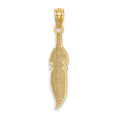 14k Polished Feather Pendant