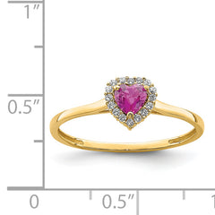 14K Heart Pink and Clear CZ Ring