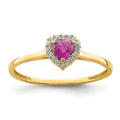 14K Heart Pink and Clear CZ Ring