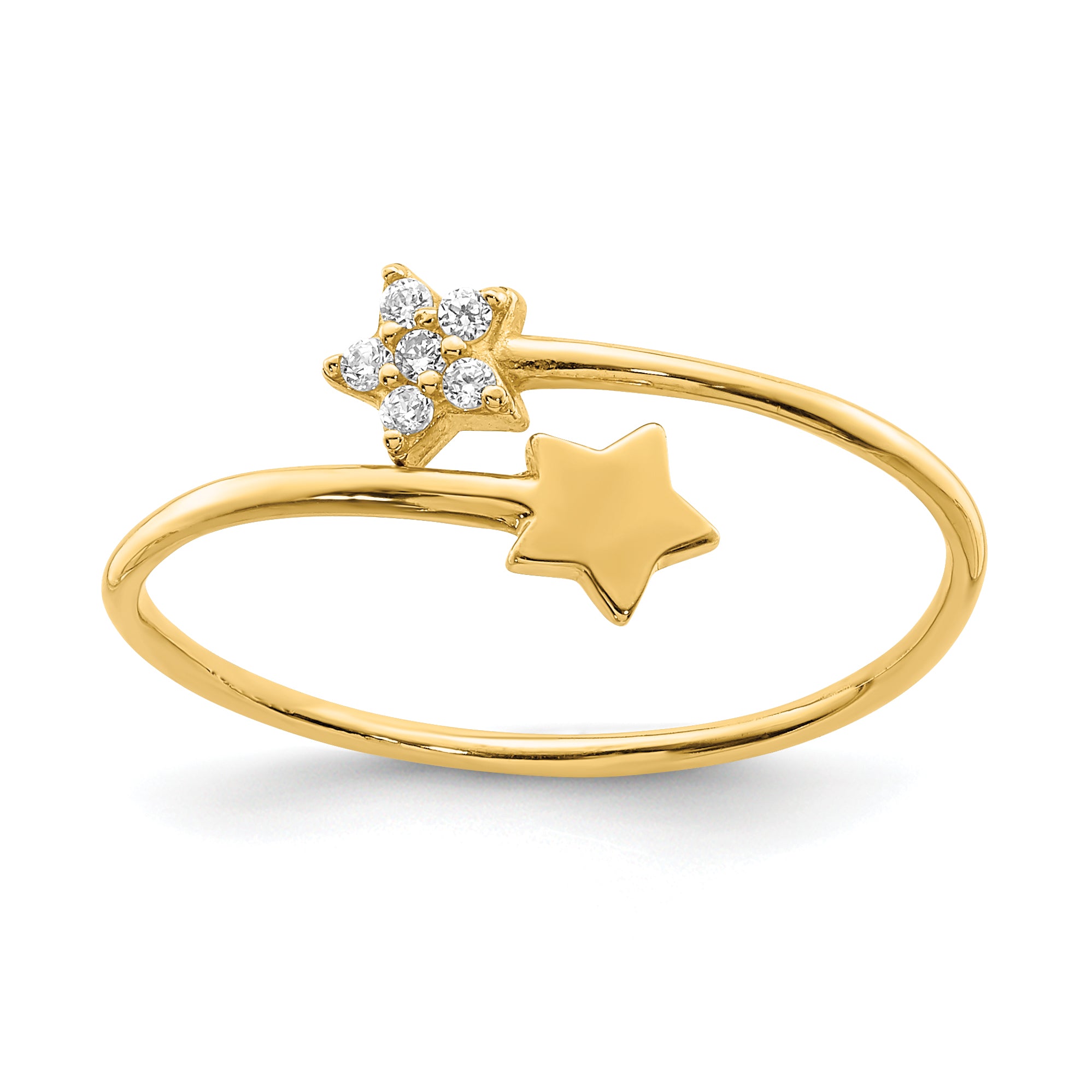 14K Yellow Gold CZ Star Ring