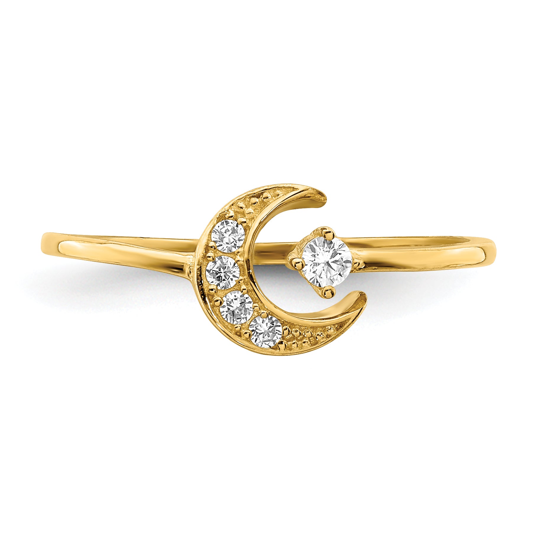 14K CZ Moon Ring