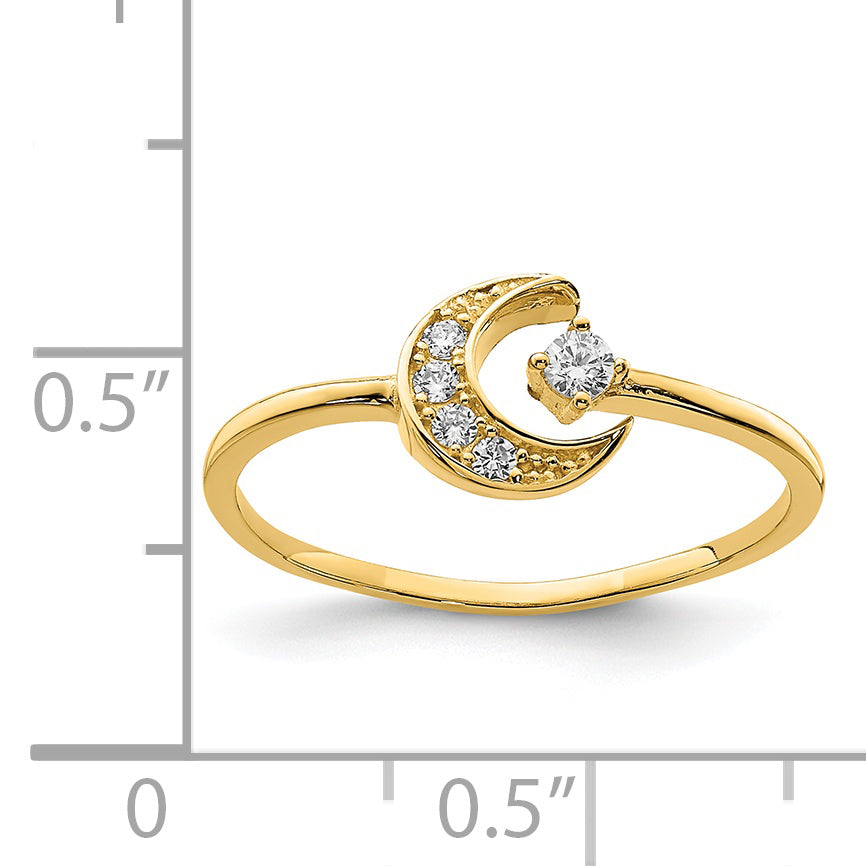 14K CZ Moon Ring