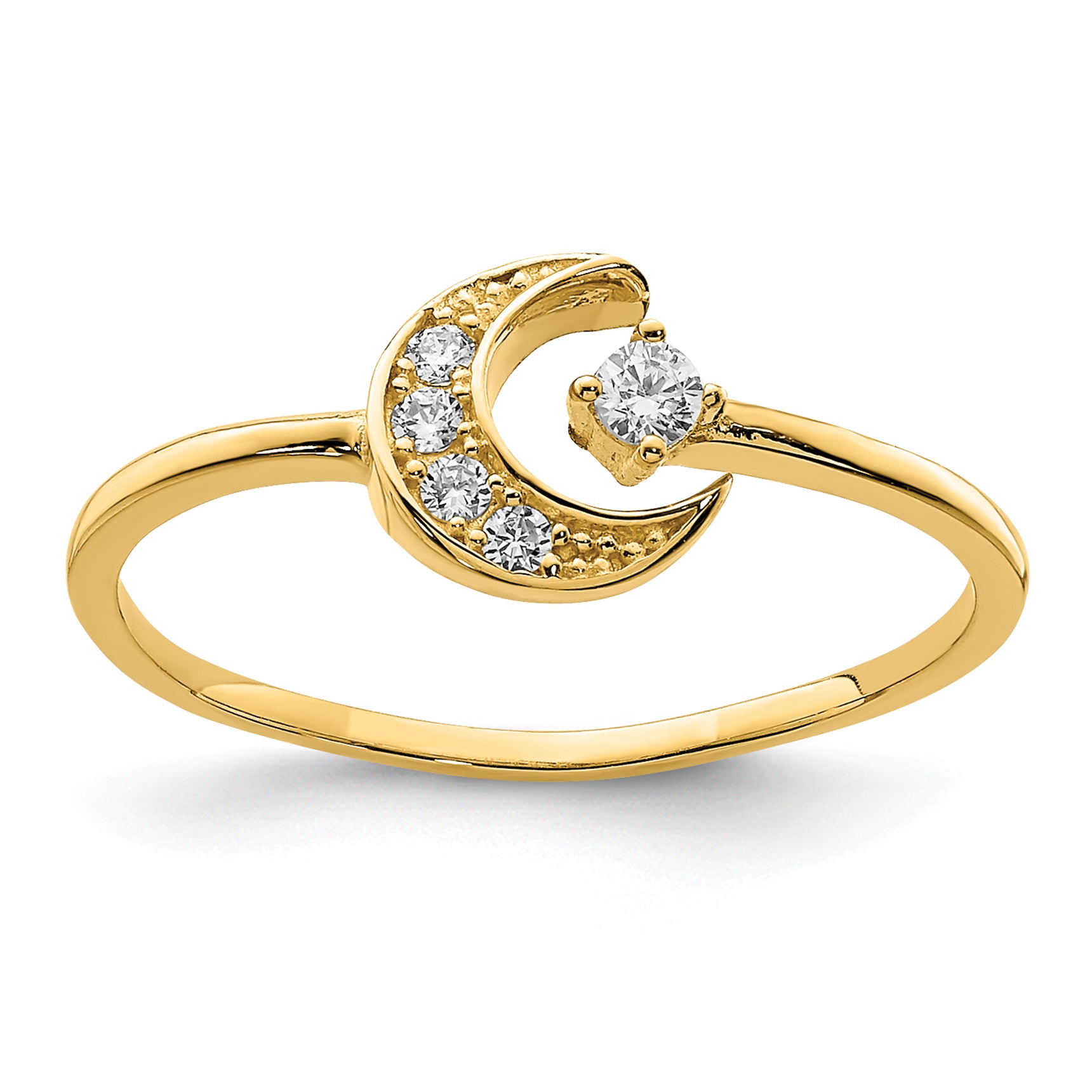 14K CZ Moon Ring