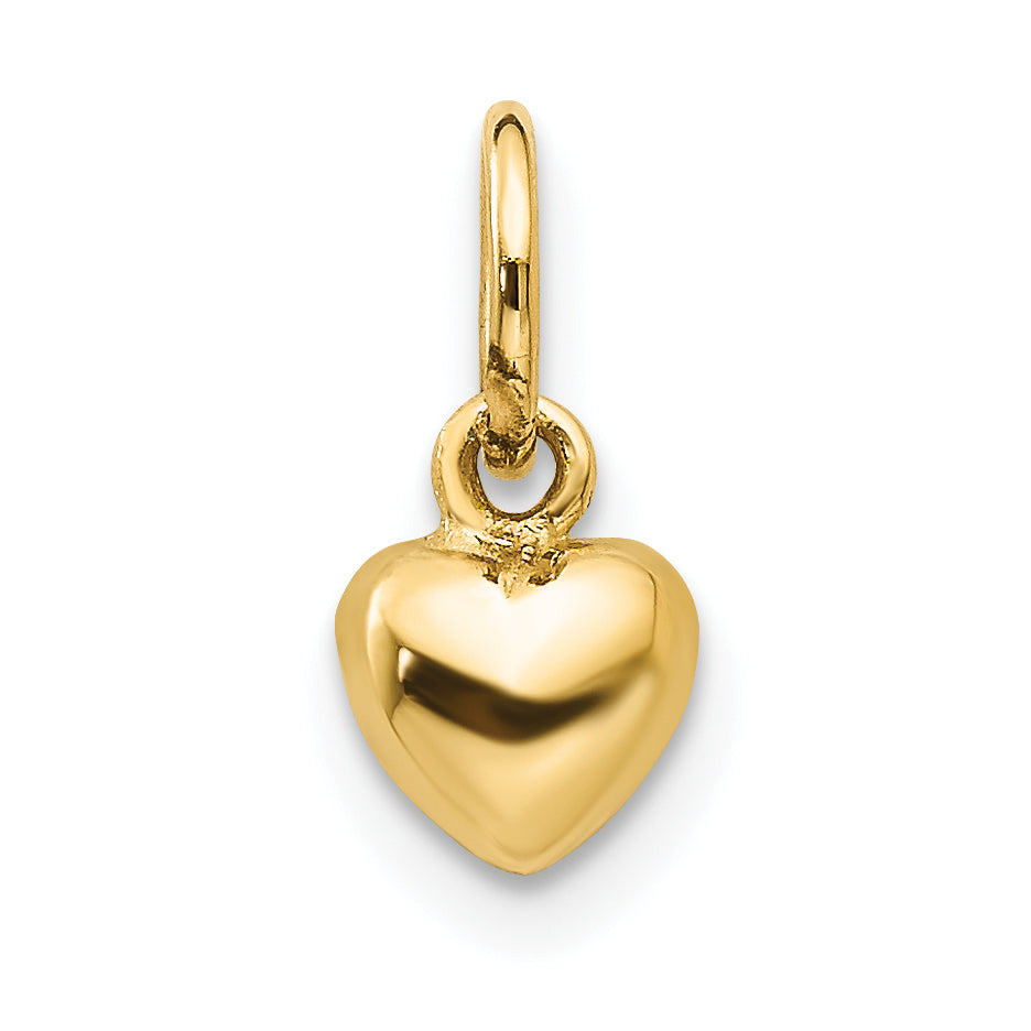 14K Gold Polished Puffed Heart Charm Elegant 3D Design