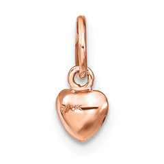 14K Rose Gold Polished 3D Puffed Heart Charm  Elegant & Romantic Design