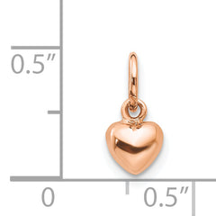 14K Rose Gold Polished 3D Puffed Heart Charm  Elegant & Romantic Design