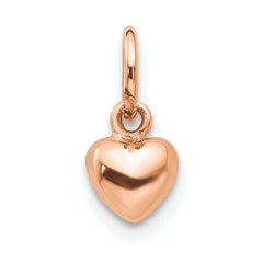 14K Rose Polished 3-D Puffed Heart Charm