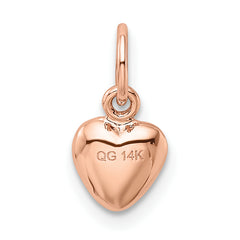 14K Rose Gold Polished 3D Puffed Heart Charm  Elegant, Hollow Design