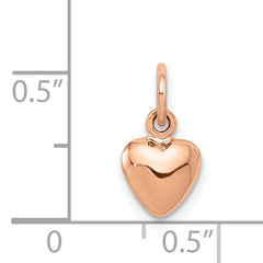 14K Rose Gold Polished 3D Puffed Heart Charm  Elegant, Hollow Design