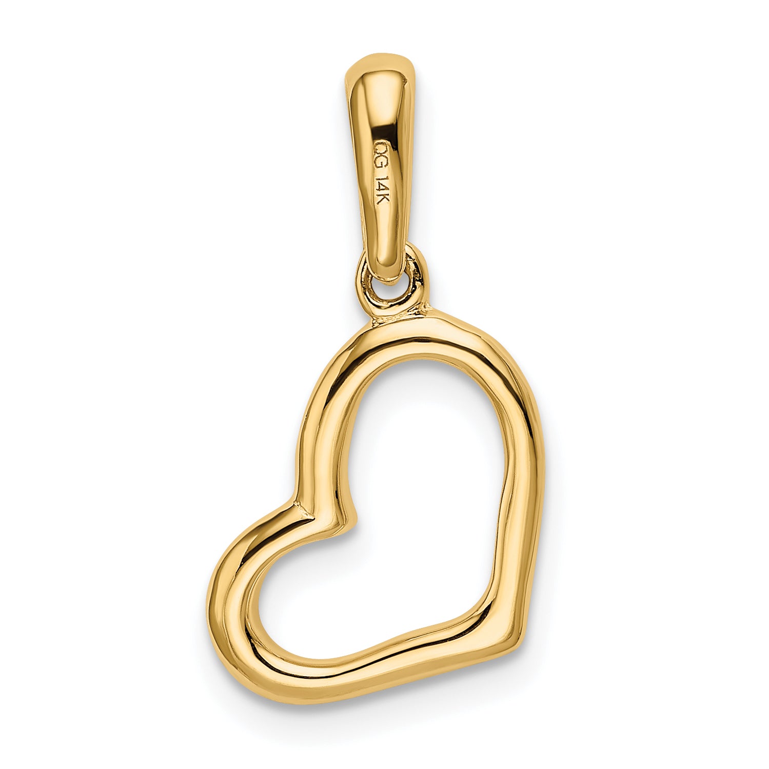 14K Gold Polished Heart Pendant with Hollow 3D Design