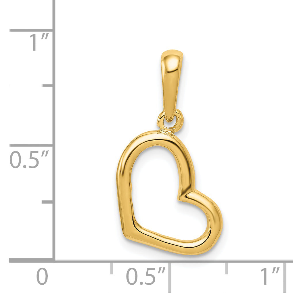 14K Gold Polished Heart Pendant with Hollow 3D Design