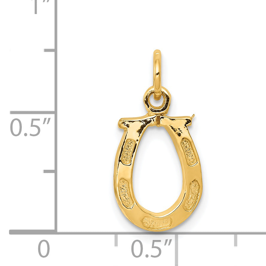 14K Gold Polished Horseshoe Charm for Men  Solid & Textured Finish