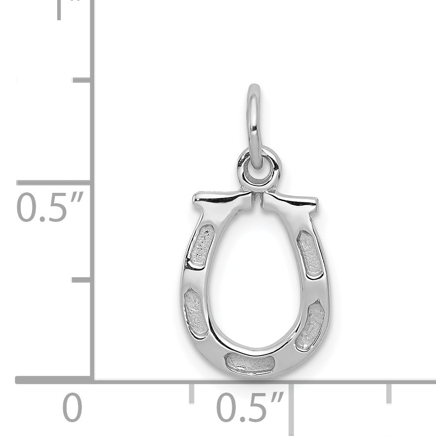 14k White Gold Solid Polished Horseshoe Charm