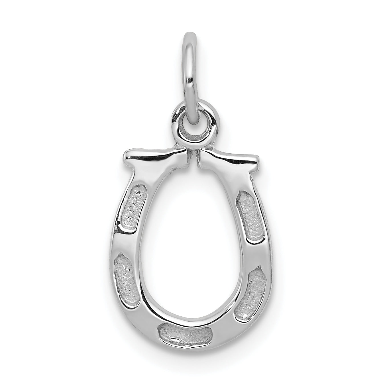 14k White Gold Solid Polished Horseshoe Charm