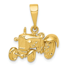 14K Gold Tractor Pendant with Solid Cast Design  22mm