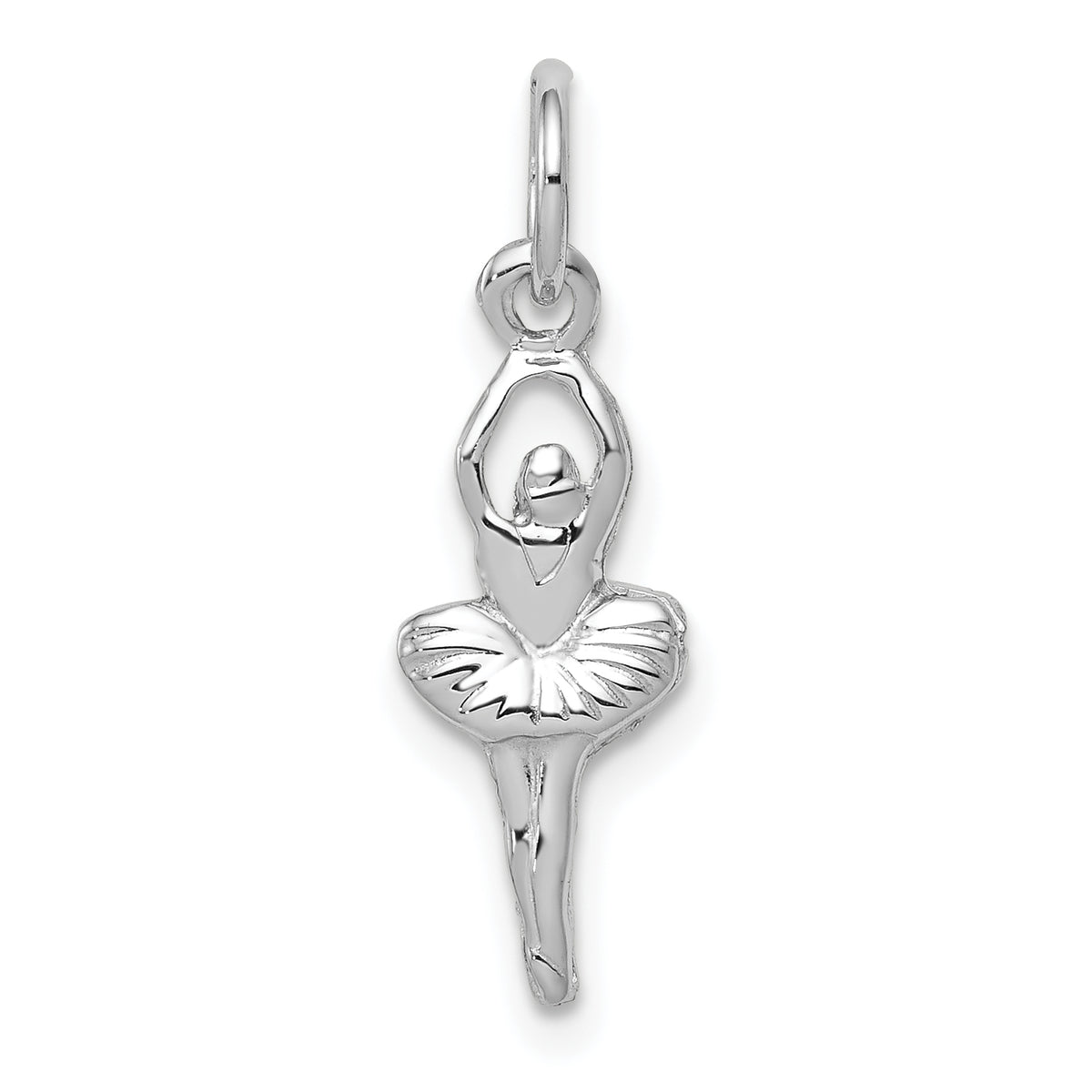 14K White Gold Ballerina Charm with Rhodium Plating  Elegant and Timeless Design